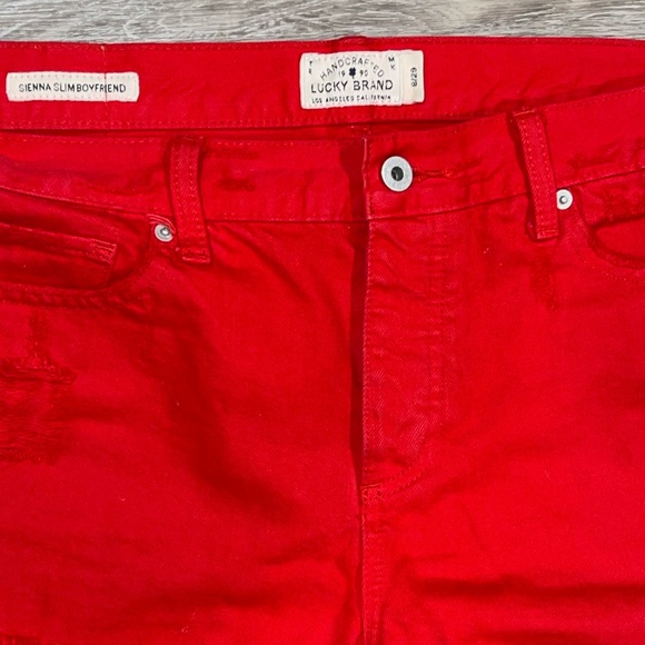 Lucky Brand Women’s Red Slim Sienna Boyfriend Distressed Jeans Size 8/29 - Picture 6 of 11